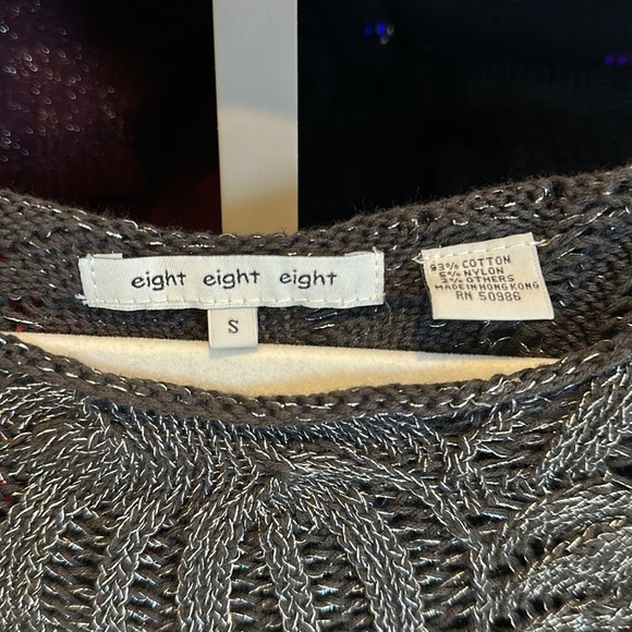 Eight Eight Eight gray/silver threads long sleeve open knit sweater size S - Picture 2 of 3